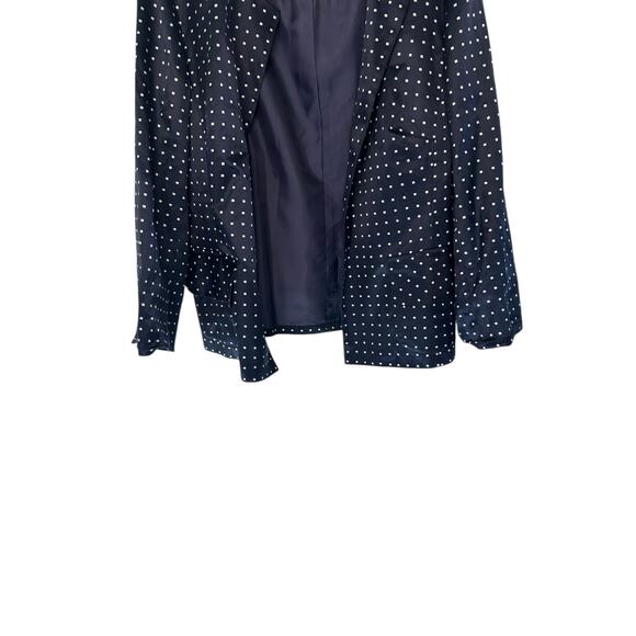 Pendleton Blazer Blue Polka Dot Open Front Silk Blend Office Work Career Size 16 - Picture 4 of 11